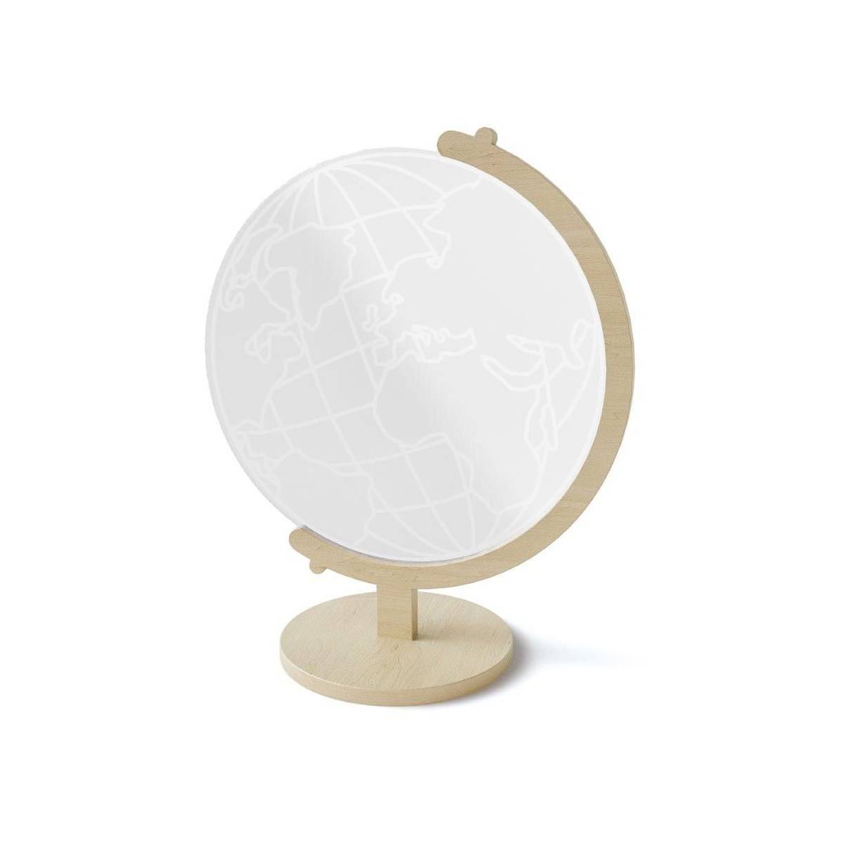 Fisura - Lampe à poser support bois et plaque plexi led World - Imagen 1