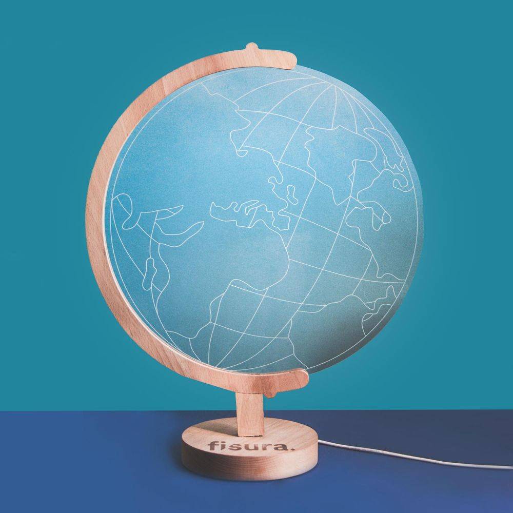Fisura - Lampe à poser support bois et plaque plexi led World - Imagen 2