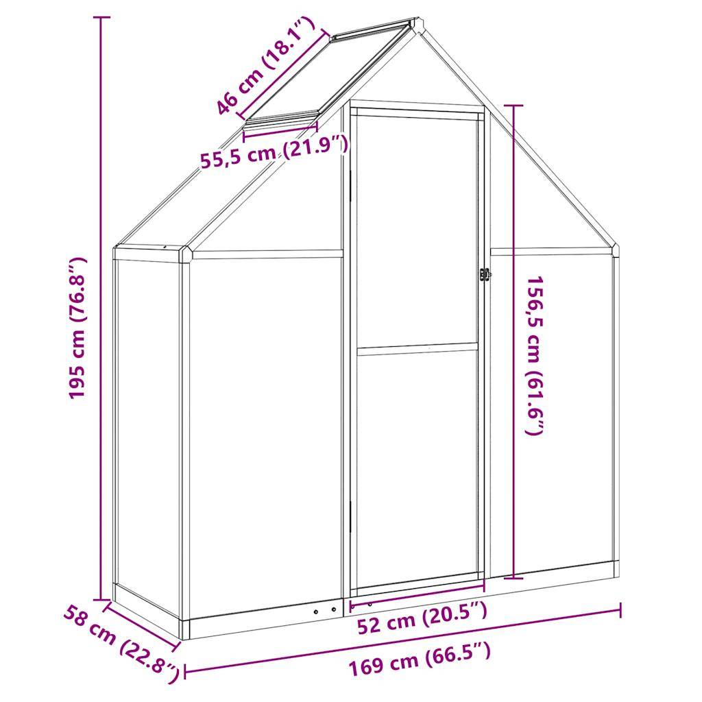 PANGIVO - Serre aluminium et polycarbonate vert 169 x 58 x 195 cm - PANGIVO - Image 10