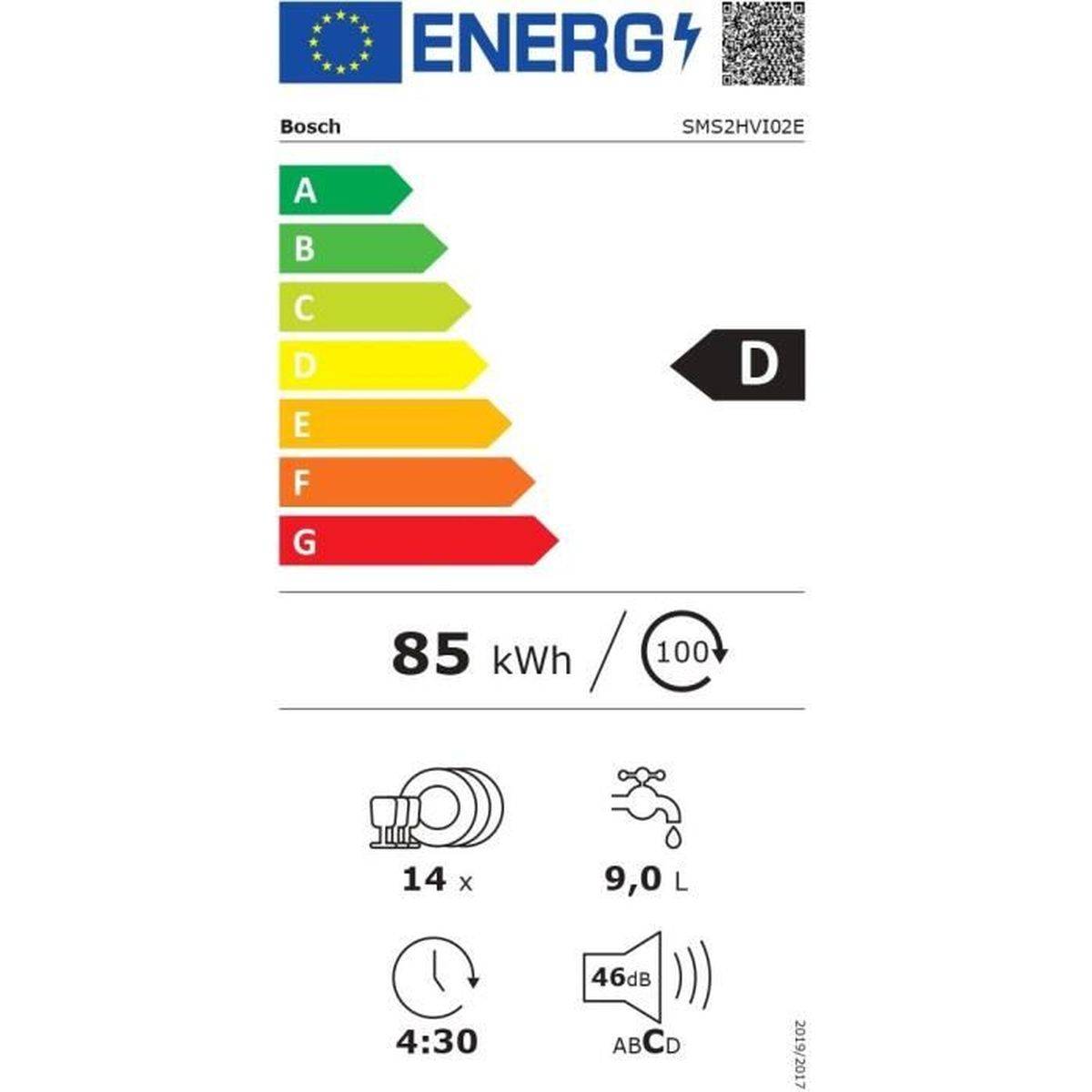 Bosch - Lave-vaisselle pose libre Bosch Serie 2 SMS2HVI02E, 14 couverts, 46 dB, Home Connect, séchage extra - BOSCH - Image 4