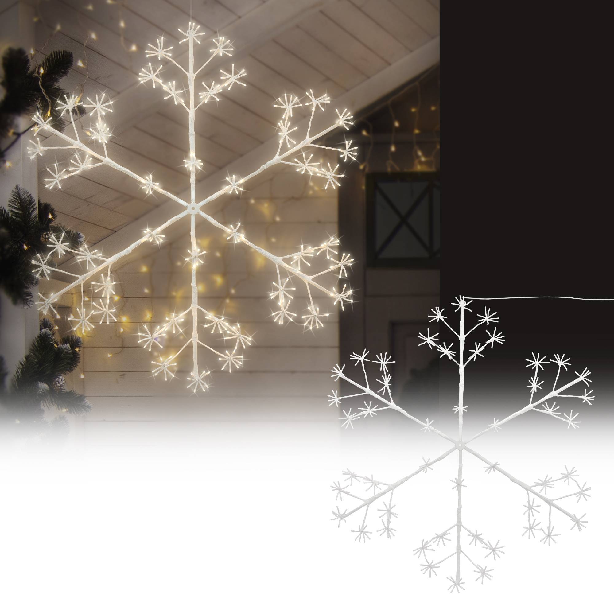 Ecd-Germany - Flocon de neige 384 LEDs chaîne lumineuse blanc chaud déco intérieur/extérieur - Imagen 8