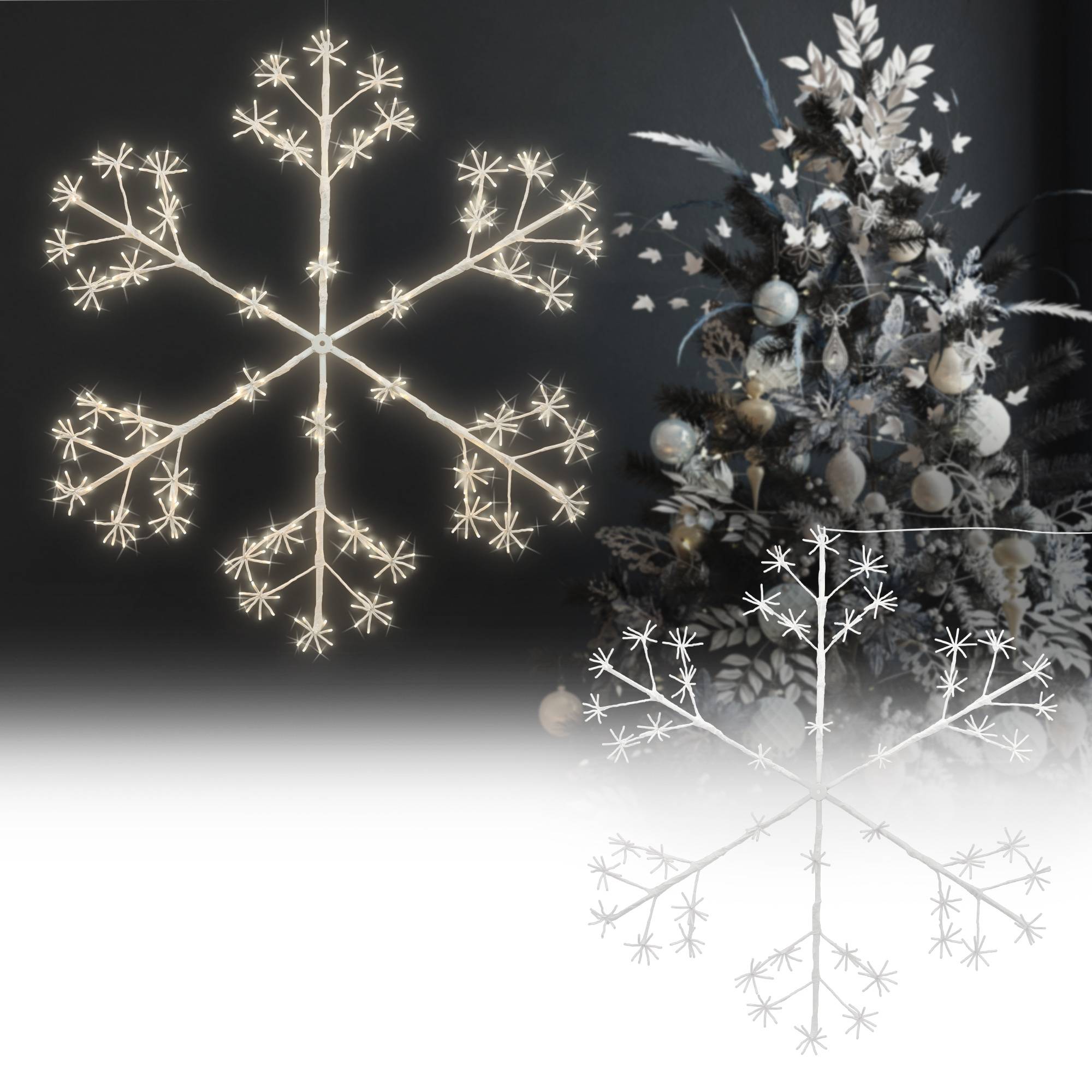 Ecd-Germany - Flocon de neige 384 LEDs chaîne lumineuse blanc chaud déco intérieur/extérieur - Imagen 2