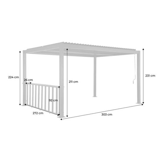 Pergola bioclimatique aluminium et acier 3x3m + bar 3m anthracite Palace | sweeek - Image 5