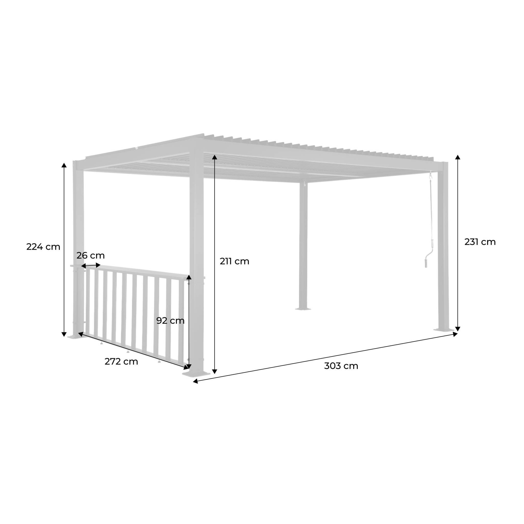 Pergola bioclimatique aluminium et acier 3x3m + bar 3m anthracite Palace | sweeek - Image 5