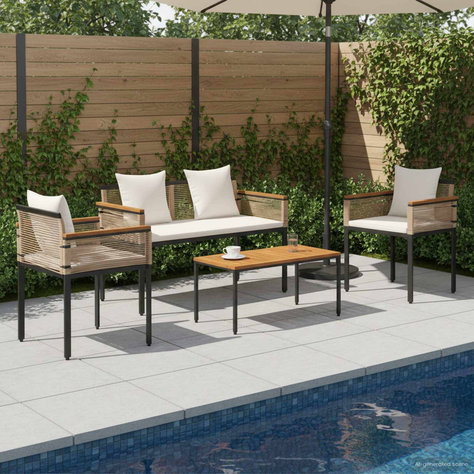 Vidaxl - Ensemble de meubles d'extérieur-Salons de jardin Beige et blanc crème polyrotin 633654 - Image 1