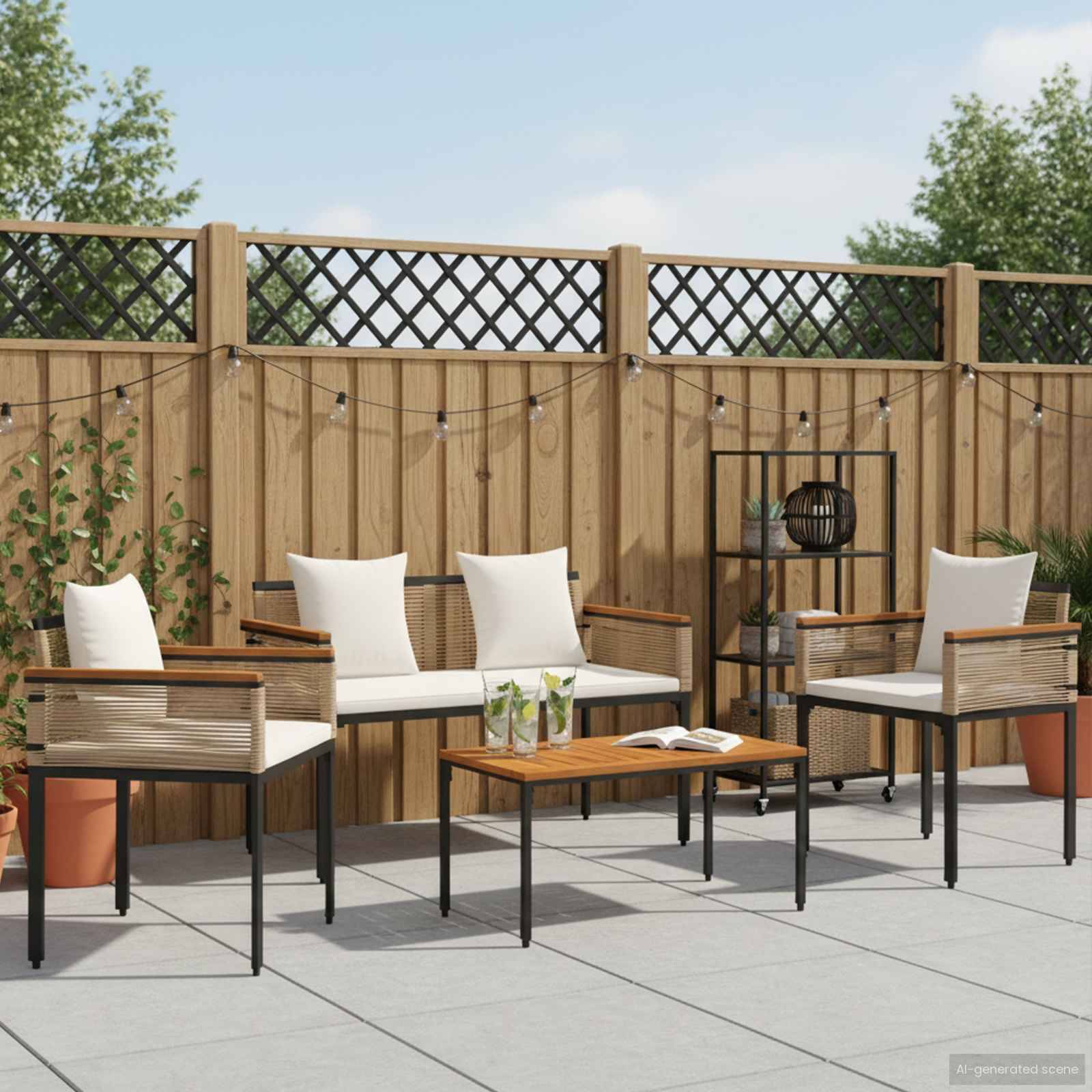 Vidaxl - Ensemble de meubles d'extérieur-Salons de jardin Beige et blanc crème polyrotin 633654 - Image 4
