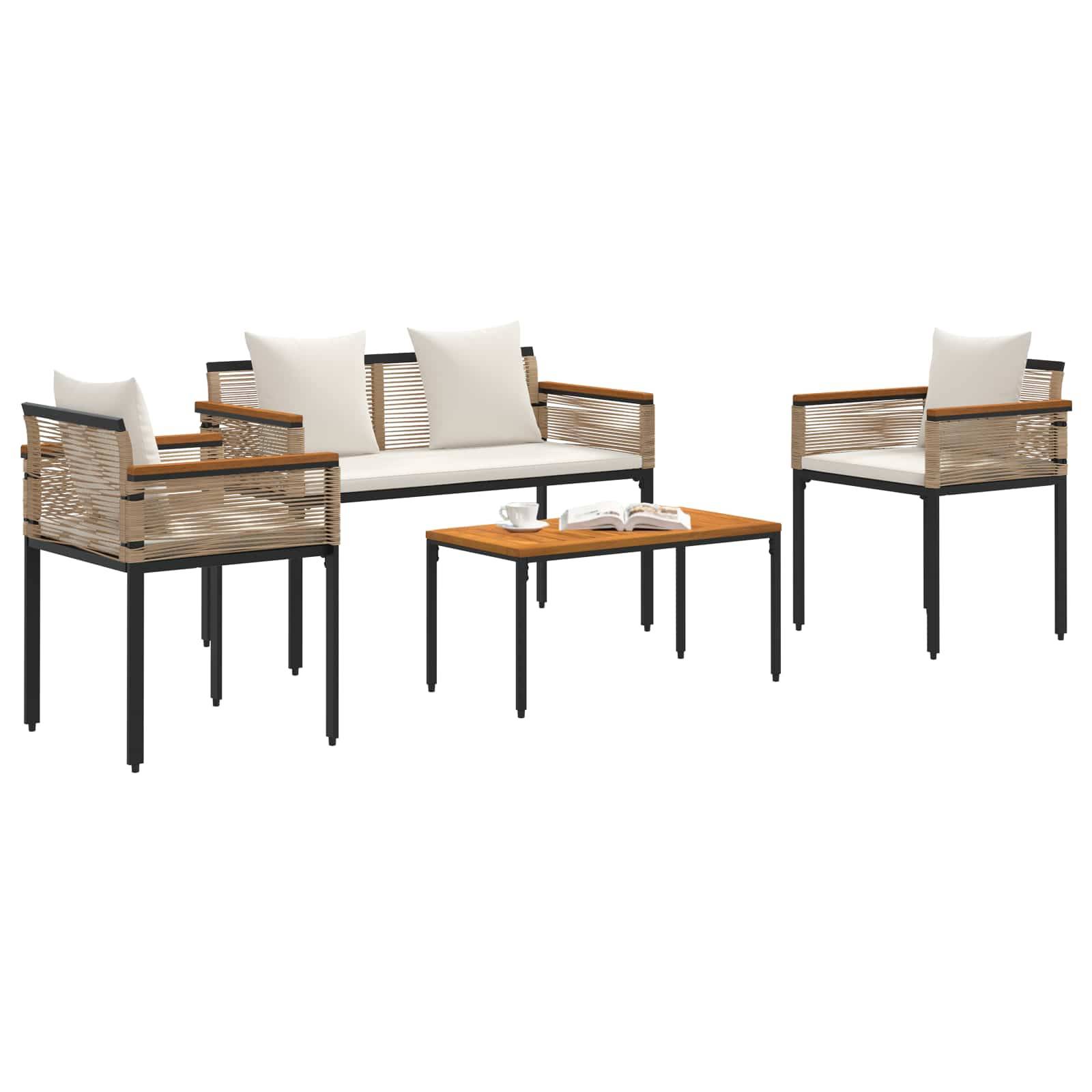 Vidaxl - Ensemble de meubles d'extérieur-Salons de jardin Beige et blanc crème polyrotin 633654 - Image 3