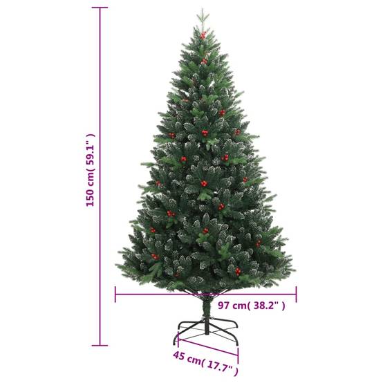 Vidaxl - Sapin de Noël artificiel à charnières avec baies rouges 150 cm vidaXL 356732 - Image 3