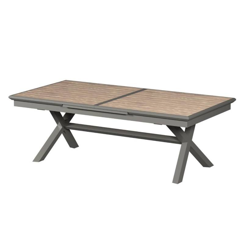 Hesperide - Table de jardin extensible "Axiome" effet bois honey & praline 12 places en aluminium traité époxy - Hespéride - Imagen 5