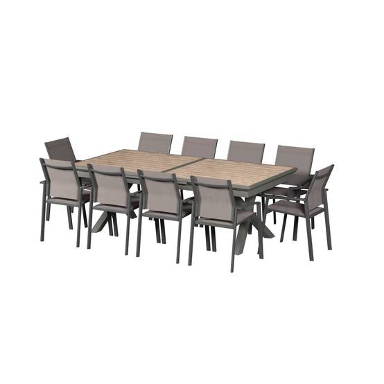 Hesperide - Table de jardin extensible "Axiome" effet bois honey & praline 12 places en aluminium traité époxy Hespéride - Image 2