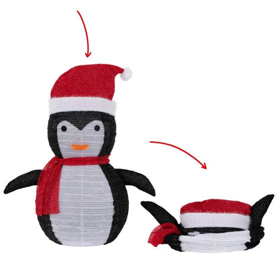 Pingouin de Noël LED décoration avec bonnet écharpe 68cm figurine d'hiver jardin - Image 6