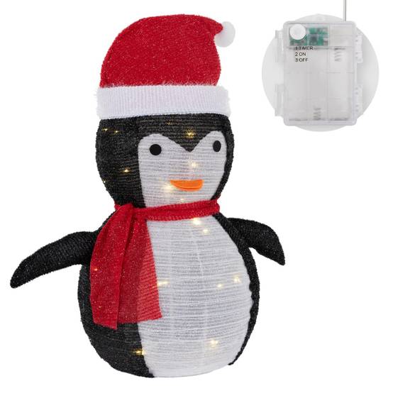 Pingouin de Noël LED décoration avec bonnet écharpe 68cm figurine d'hiver jardin - Image 5