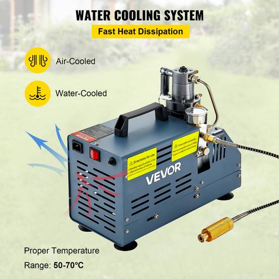 VEVOR Compresseur haute pression 30 MPa 1800W 220V avec arrêt automatique. Pour carabine PCP, paintball, pistolet, bouteille. - Image 3