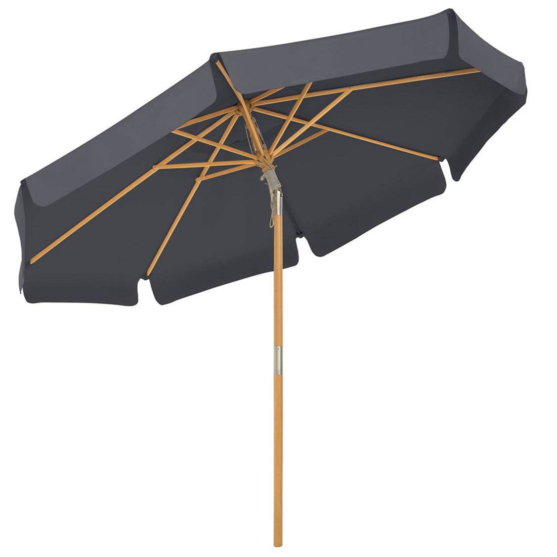 Helloshop26 - Parasol 3 m ombrelle octogonal protection solaire anti-uv UPF50+ mât et baleines en bois inclinable sans socle pour terrasse balcon jardin gris - Imagen 1