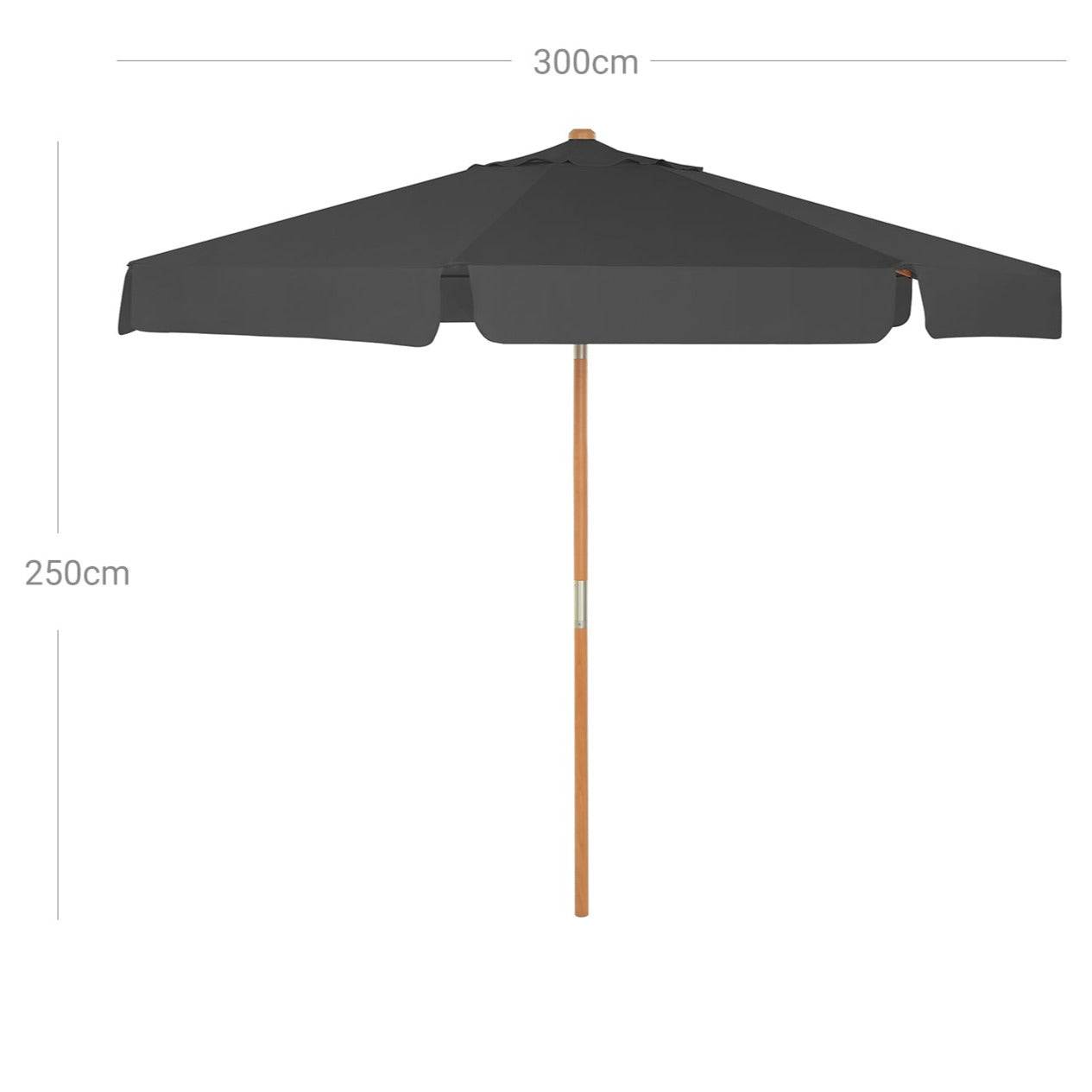 Helloshop26 - Parasol 3 m ombrelle octogonal protection solaire anti-uv UPF50+ mât et baleines en bois inclinable sans socle pour terrasse balcon jardin gris - Imagen 4