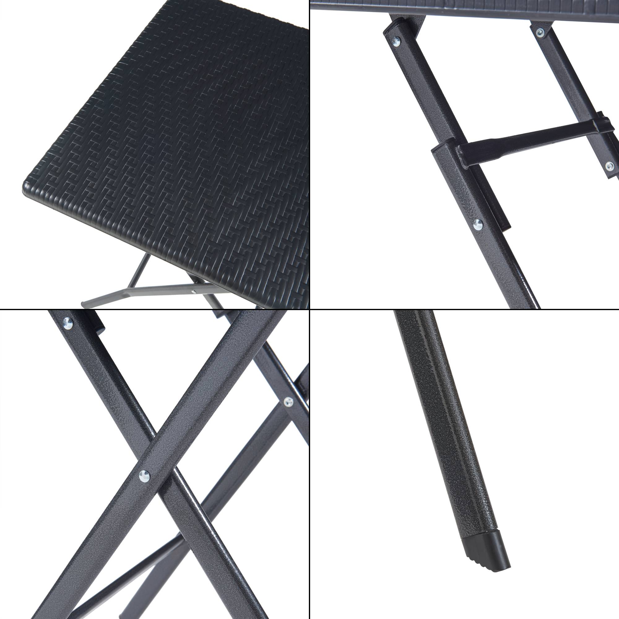 Table de camping pliante Mark 62 x 62 x 73 cm effet rotin noir [en.casa] - Imagen 7