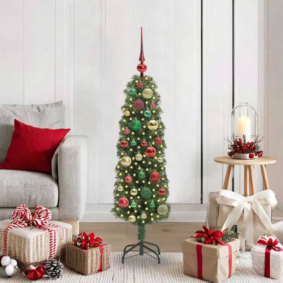 Sapin de Noël | Arbre de Noël artificiel Vert 120 cm PVC et acier et plastique Maison Chic - Image 2