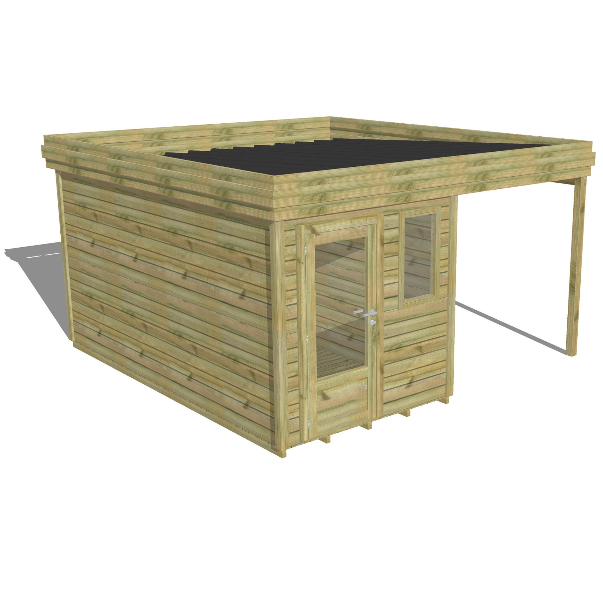 ABRI DE JARDIN bois  autoclave 27mm - 4,14x4,34m / 18m2 - Bac acier - Plancher bois - Image 1