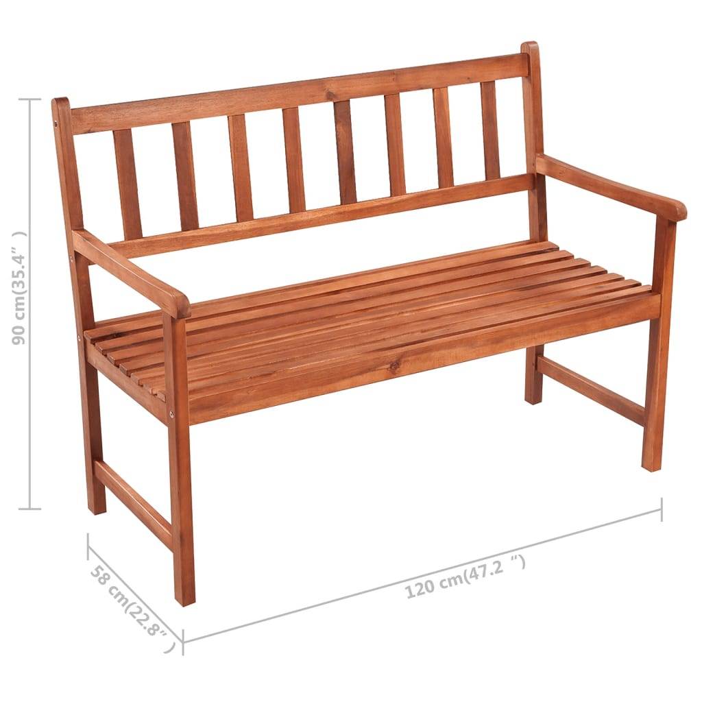 PANGIVO - Banc de jardin bois d'acacia et tissu rouge bordeaux 120 x 58 x 90 cm - PANGIVO - Image 9