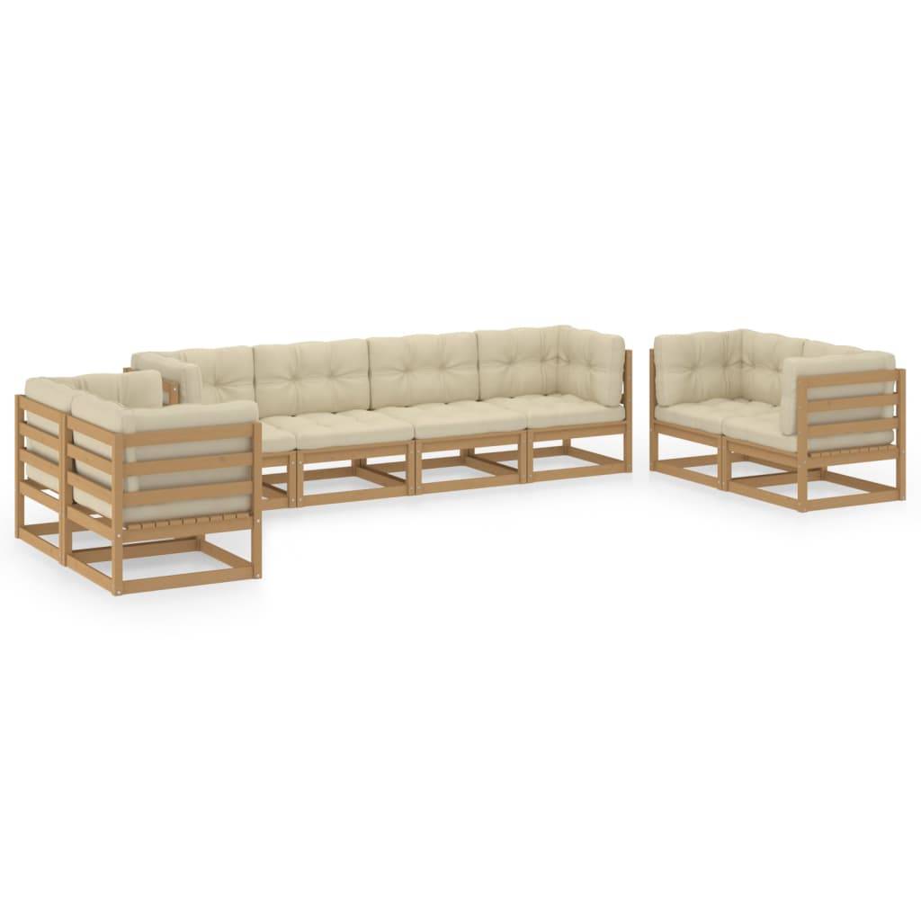 Helloshop26 - Salon de jardin meuble d'extérieur ensemble de mobilier 8 pièces avec coussins bois de pin massif - Imagen 1