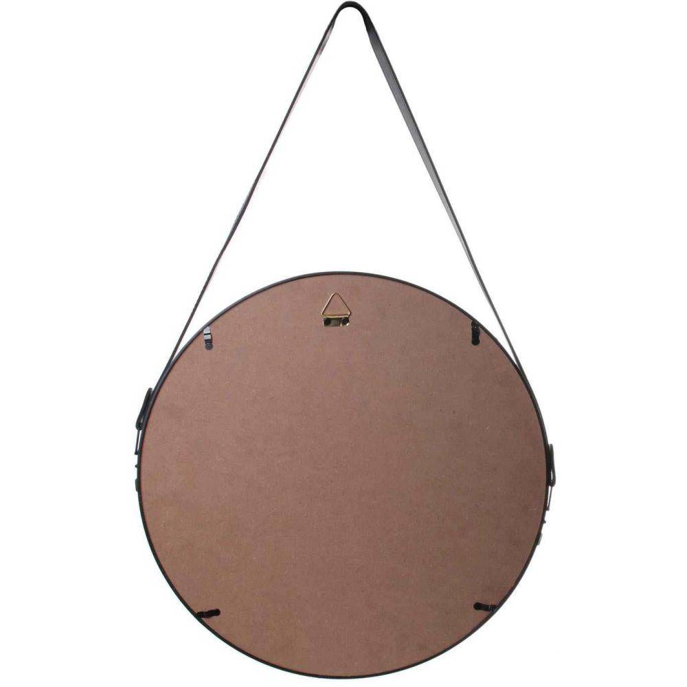 The Home Deco Factory - Miroir rond 40 cm avec anse en polyuréthane Noir - Imagen 3