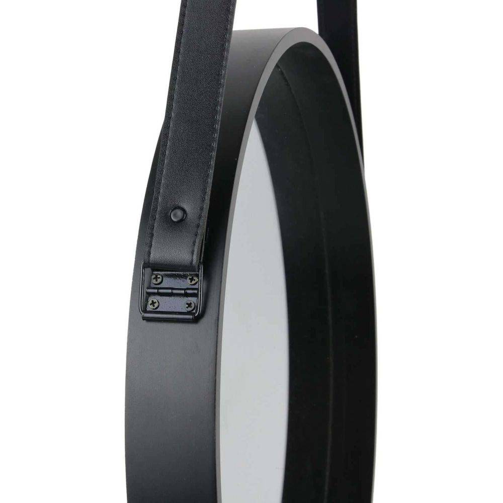 The Home Deco Factory - Miroir rond 40 cm avec anse en polyuréthane Noir - Imagen 4