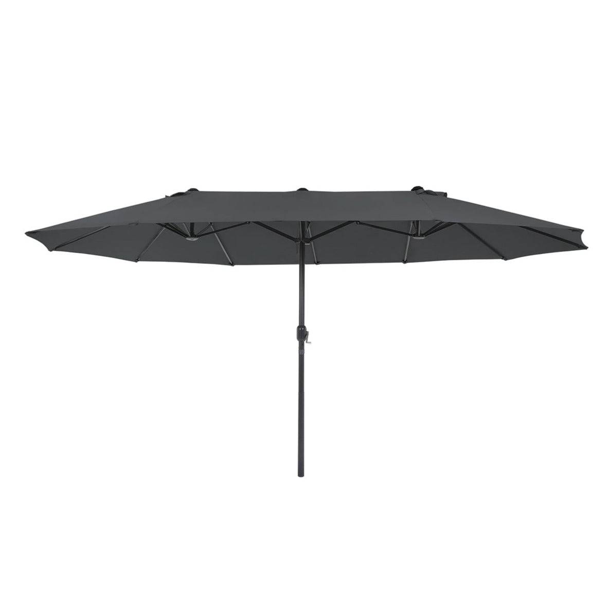 Helloshop26 - Parasol double 460 x 270 cm ombrelle extra large pour terrasse protection UPF 50+ avec manivelle pour jardin extérieur piscine plage sans socle gris - Imagen 2
