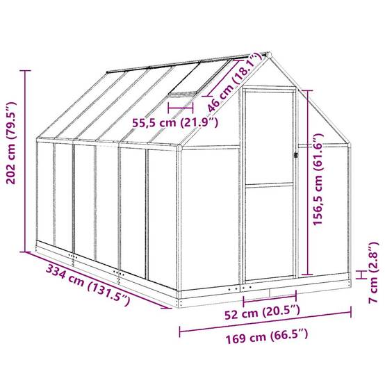 PANGIVO - Serre aluminium et polycarbonate argenté 334 x 169 x 202 cm - PANGIVO - Image 10