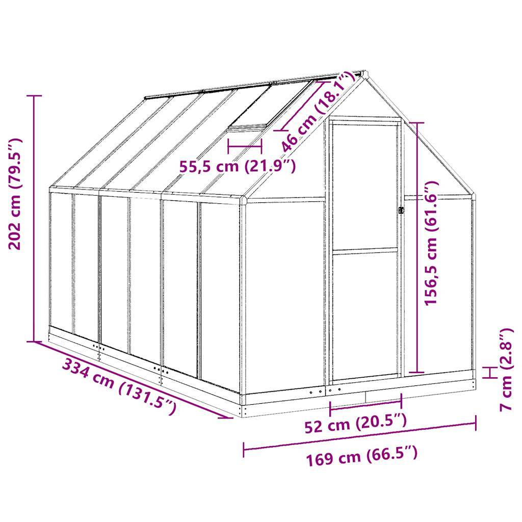 PANGIVO - Serre aluminium et polycarbonate argenté 334 x 169 x 202 cm - PANGIVO - Image 10