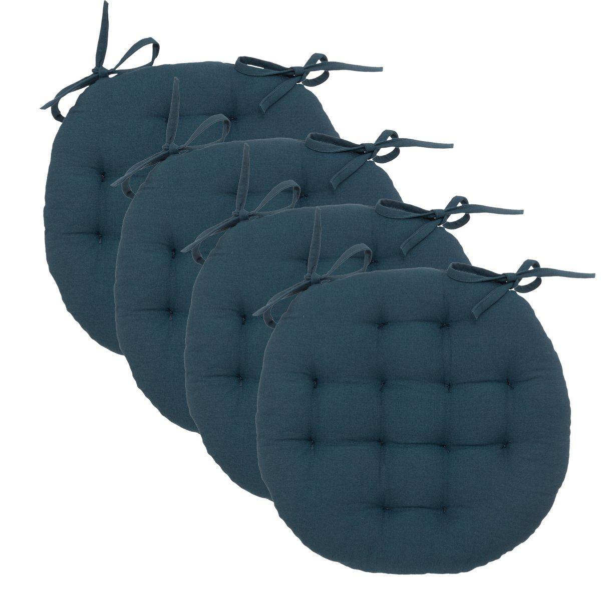 Lot de 4 Galettes de chaise en Coton Bleu egeen D 38 cm - Imagen 1