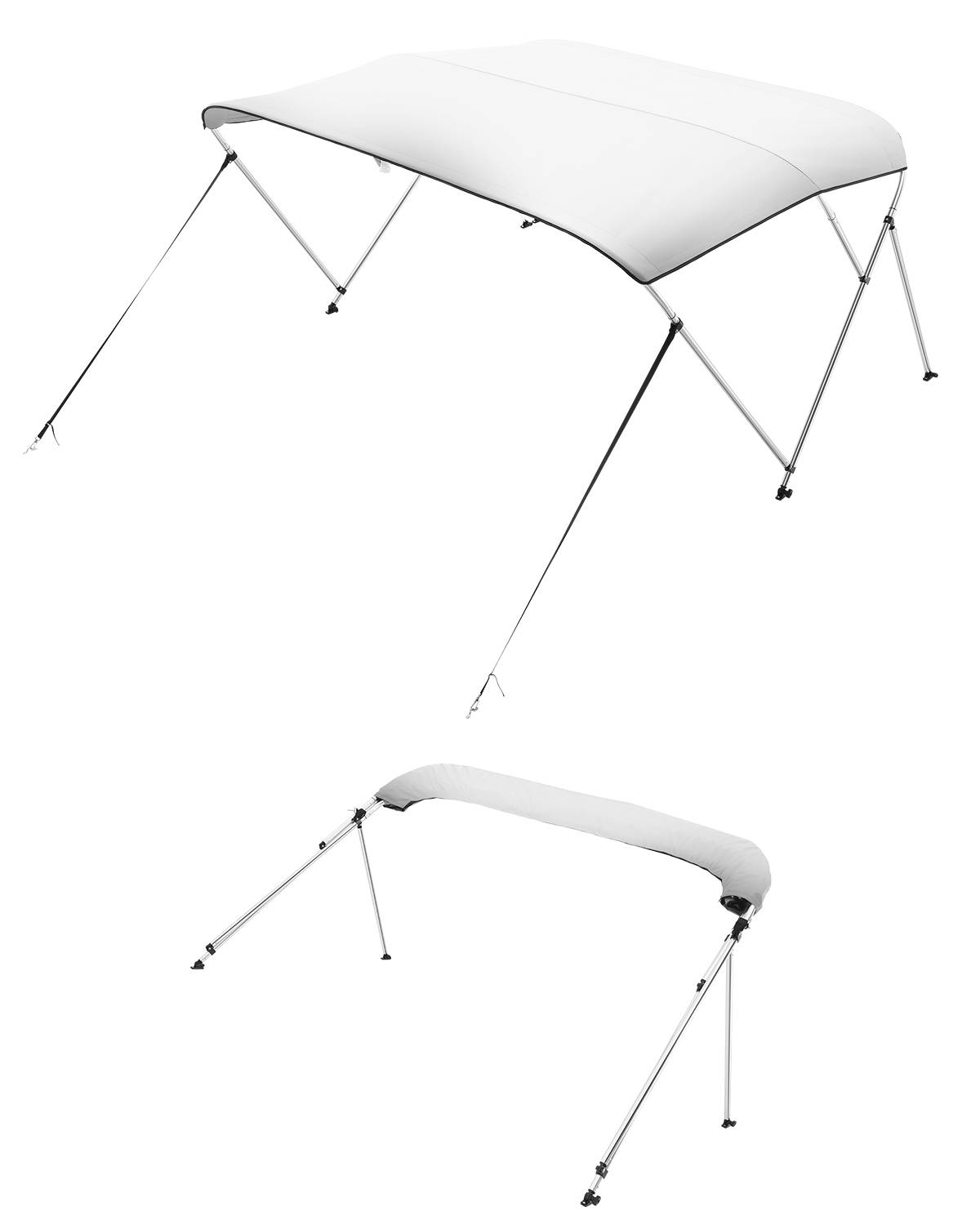 VEVOR Bimini bateau taud de soleil à 3 arceaux 200-213 cm en alu polyester gris - Image 1