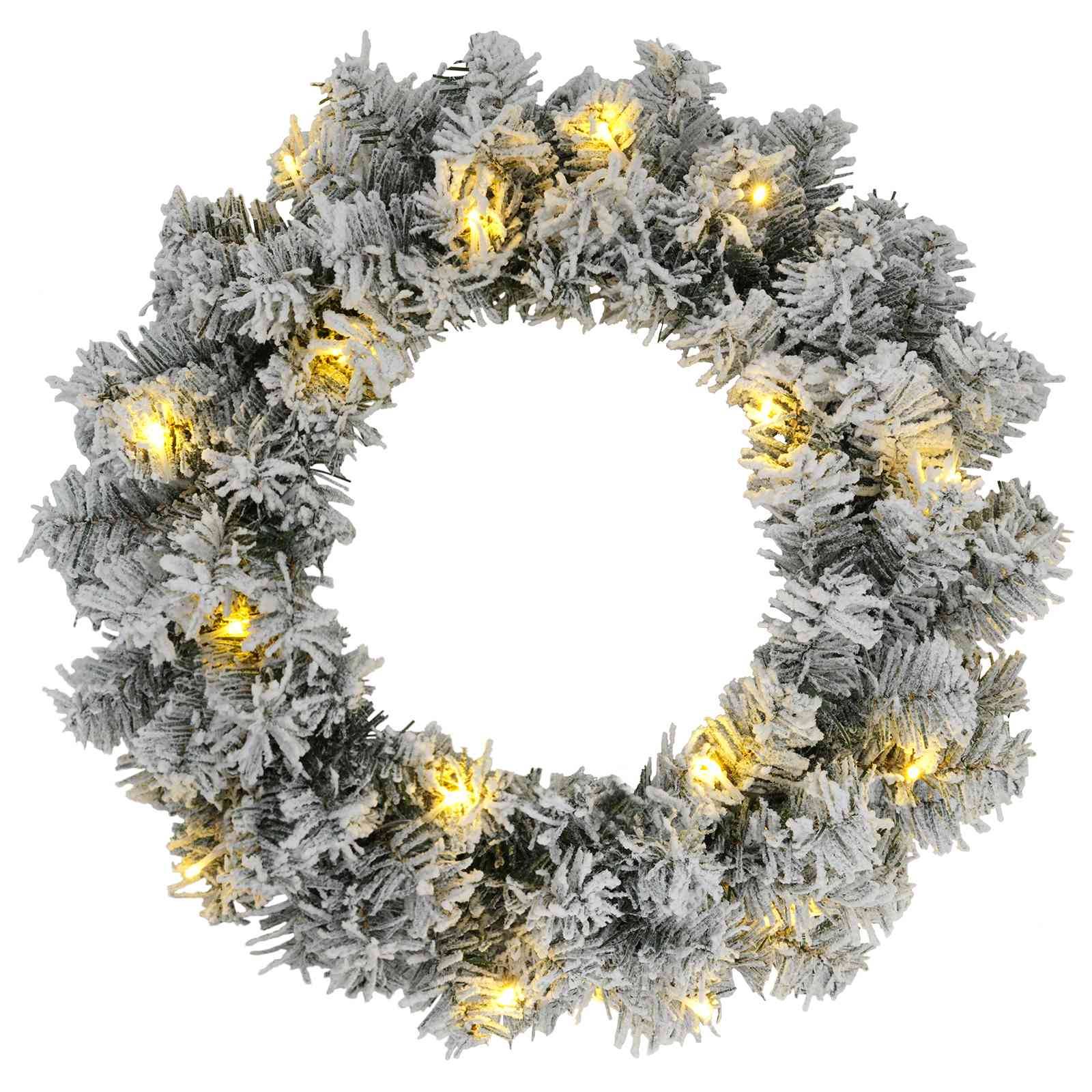 Vidaxl - Couronne de Noël Vert et blanc Ø 50 cm PVC 25 LED vidaXL 42056965 - Image 5