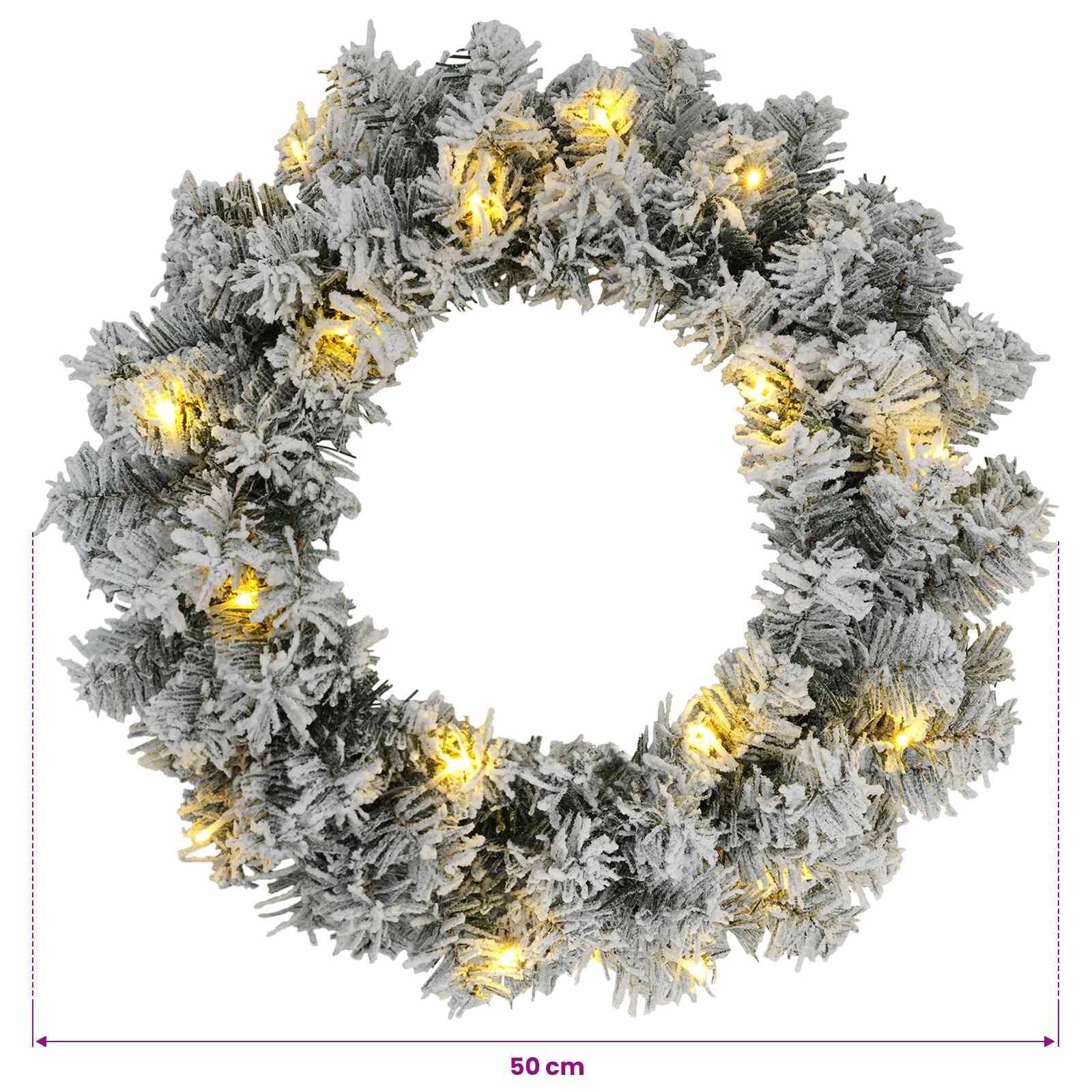 Vidaxl - Couronne de Noël Vert et blanc Ø 50 cm PVC 25 LED vidaXL 42056965 - Image 3
