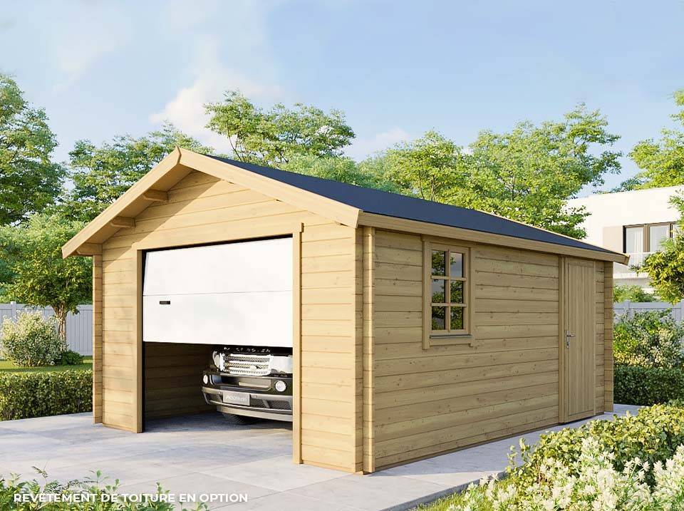 Direct Abris - Garage Bois TORONTO Porte Sectionnelle 19,2m2 - 1 Voiture - Imagen 1