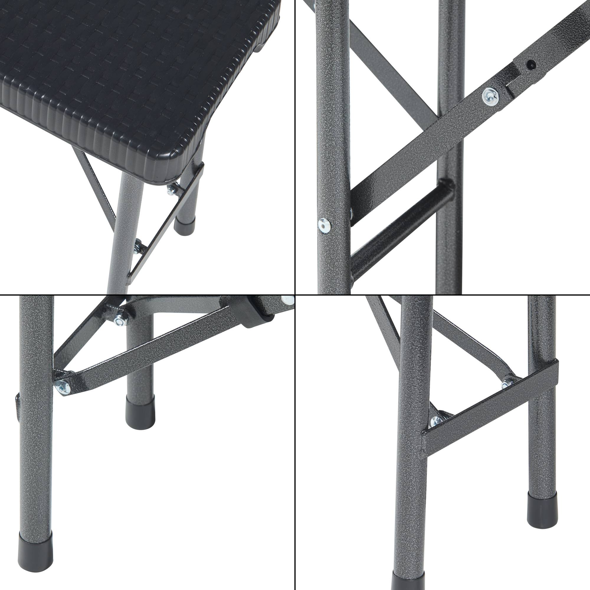 Lot de 2 bancs de camping pliables Mark 180 x 25 x 43 cm effet rotin noir [en.casa] - Image 7