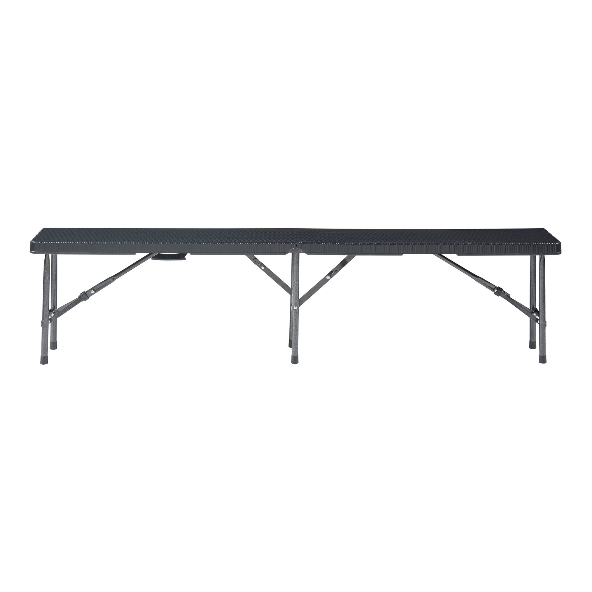 Lot de 2 bancs de camping pliables Mark 180 x 25 x 43 cm effet rotin noir [en.casa] - Image 4