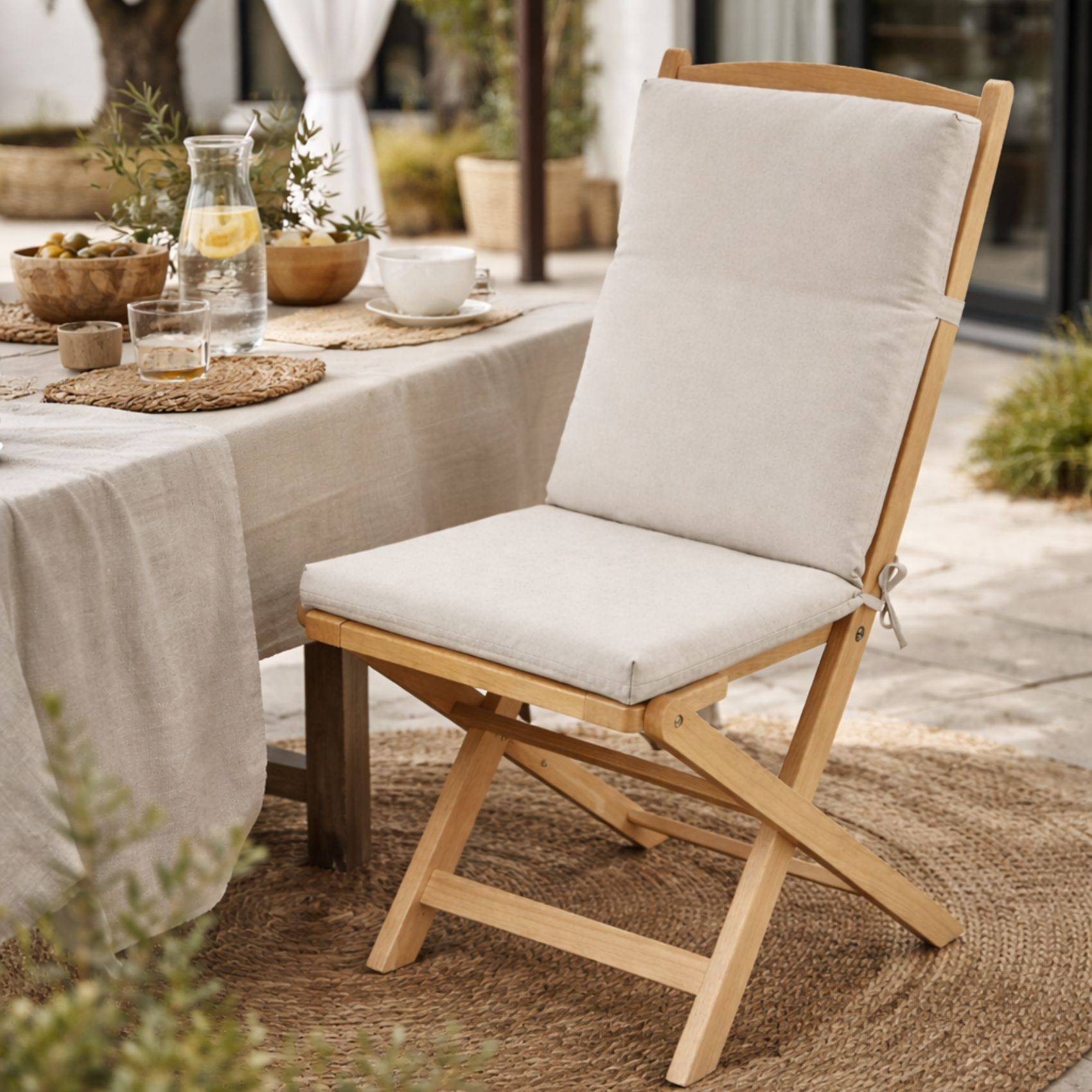 Home Maison - Coussin de fauteuil extérieur assise et dossier MINORQUE - HOME MAISON - Polyester - Beige - Imagen 3