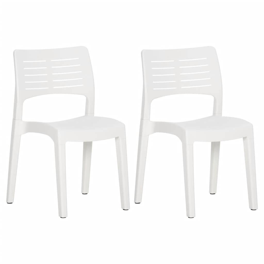 Lot de 2 Chaises de jardin - Chaises d'extérieur - Fauteuils de jardin Blanc Polypropylène-JU12398 - Image 1