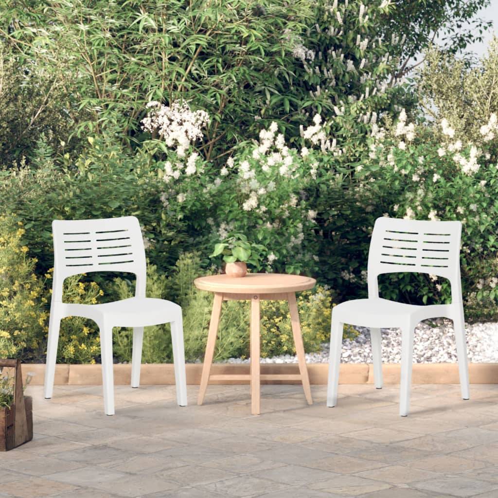 Lot de 2 Chaises de jardin - Chaises d'extérieur - Fauteuils de jardin Blanc Polypropylène-JU12398 - Image 2