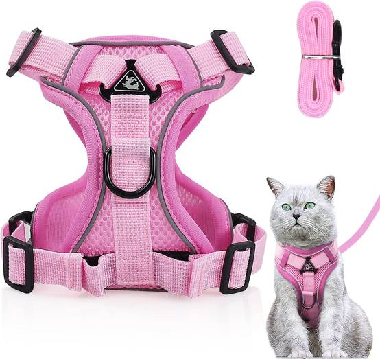 Harnais réglable pour Chat - Anti-éclatement Rose Clair - L