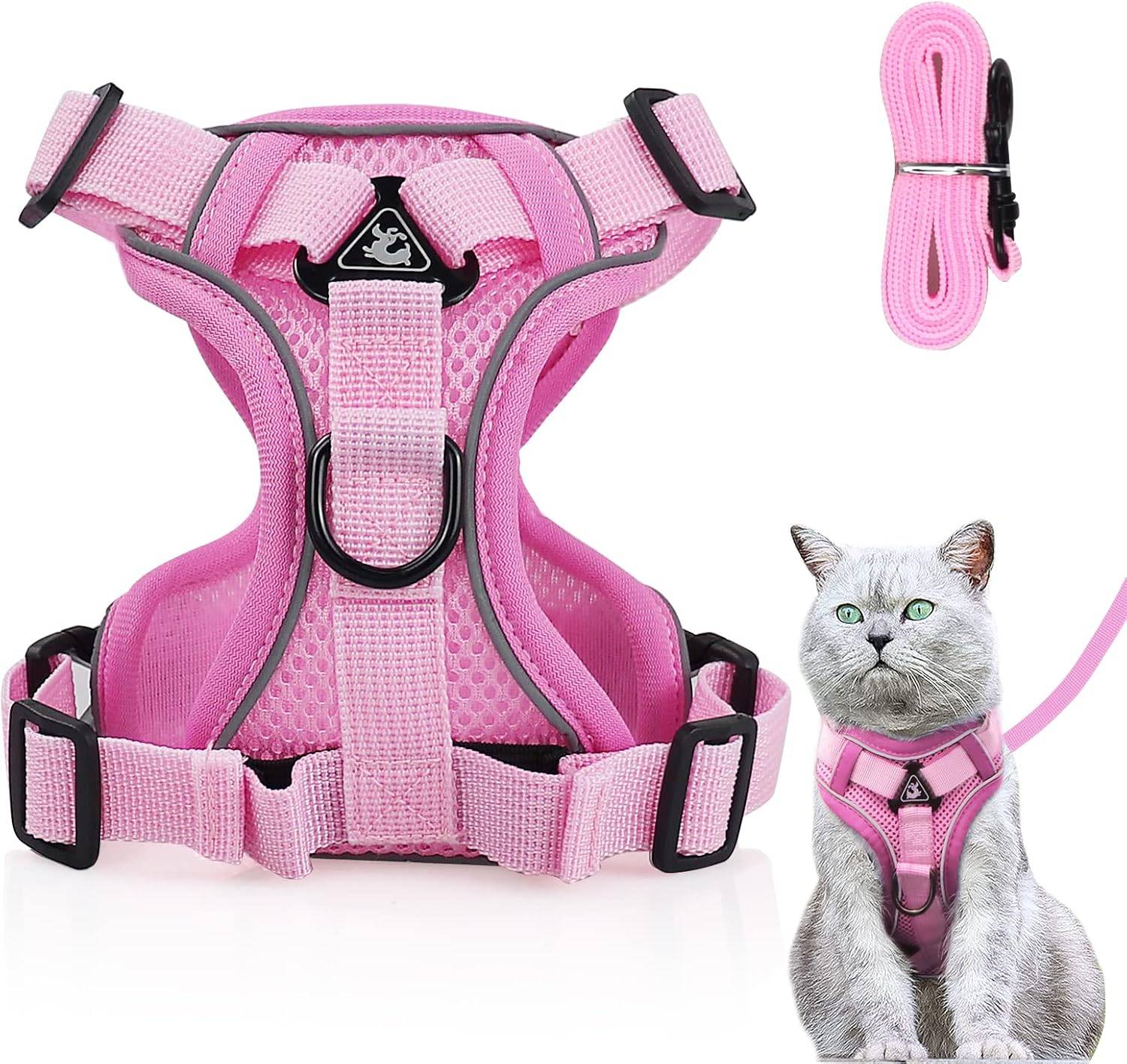 Harnais réglable pour Chat - Anti-éclatement Rose Clair - L