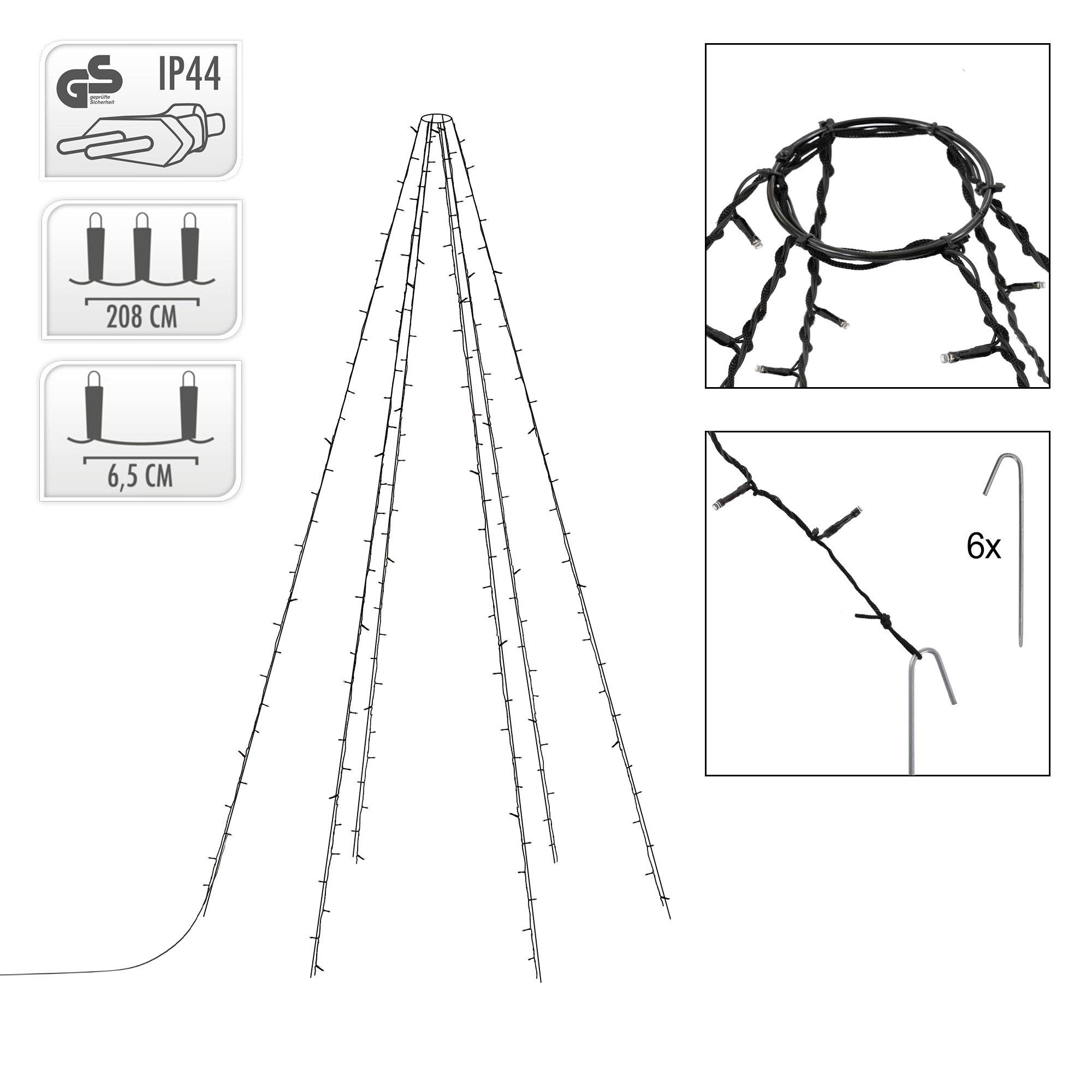 Ecd-Germany - Chaîne lumineuse de Noël pour mât drapeau guirlandes de lumières 2m à LED IP-44 - Imagen 4