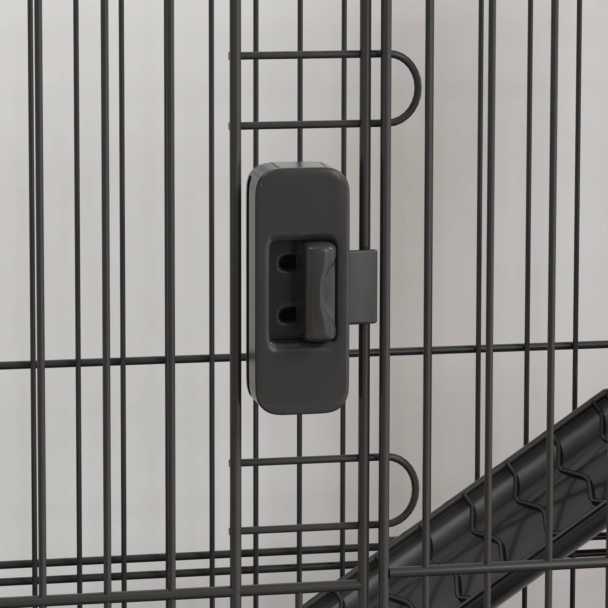 Cage pour petits animaux avec roulettes 114x75x50 cm, enclos pour animaux de compagnie avec 3 plateformes, 3 rampes et plateaux amovibles - Image 10