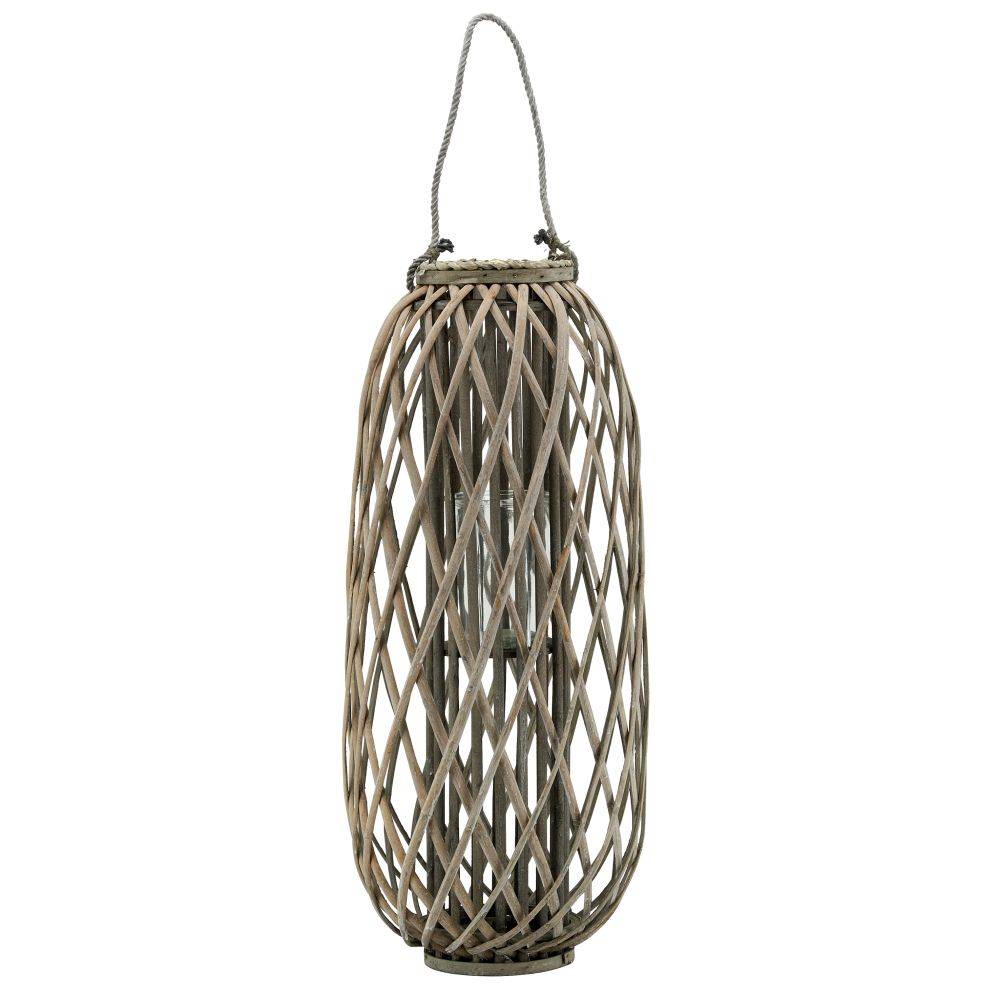 Aubry Gaspard - Lanterne en osier gris ajouré et verre Hauteur 80cm - Imagen 4