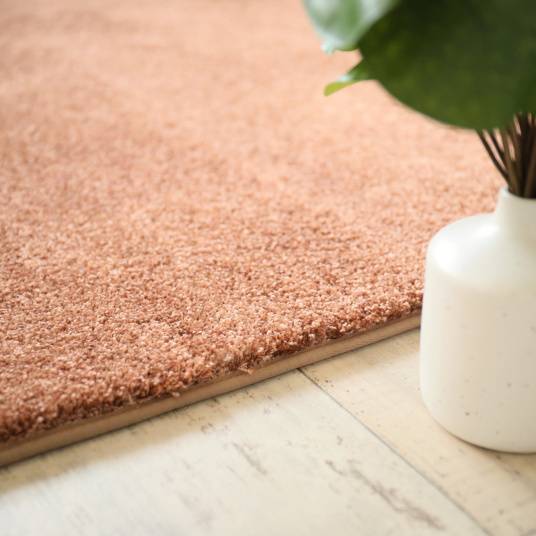 Decoweb - Tapis doux poils longs - Touch rose corail - Galon tabac - 120 x 170 cm - Decoweb - Image 5