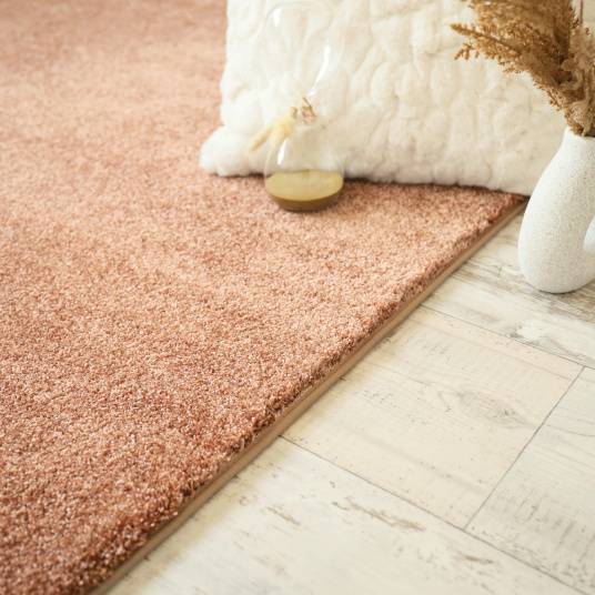 Decoweb - Tapis doux poils longs - Touch rose corail - Galon tabac - 120 x 170 cm - Decoweb - Image 1