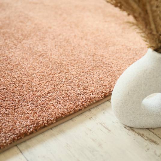 Decoweb - Tapis doux poils longs - Touch rose corail - Galon tabac - 120 x 170 cm - Decoweb - Image 4