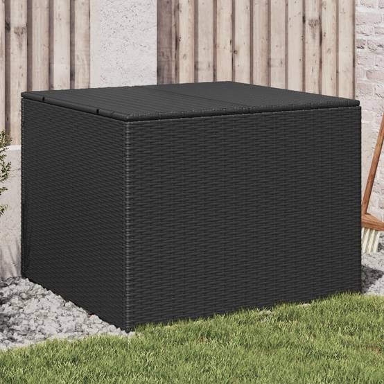 Coffre de rangement - Boîte de rangement extérieure - Coffre de jardin noir 291L résine tressée - Image 2