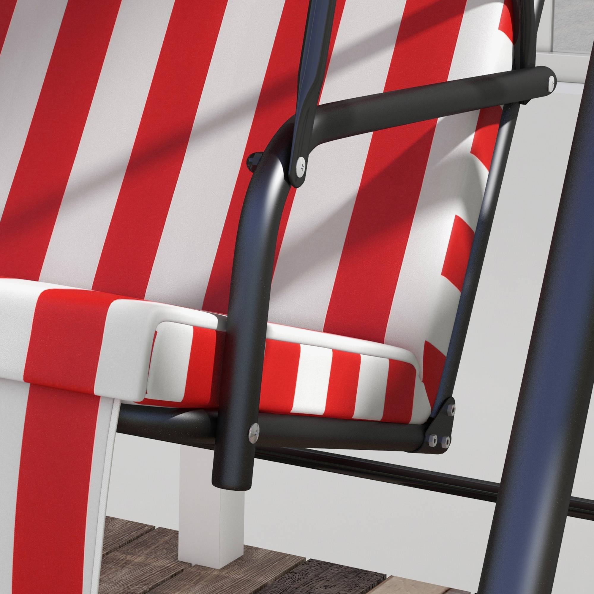 Outsunny - Balancelle de jardin 3 places toit inclinaison réglable coussins assise et dossier acier noir polyester rouge et blanc - Outsunny - Imagen 9