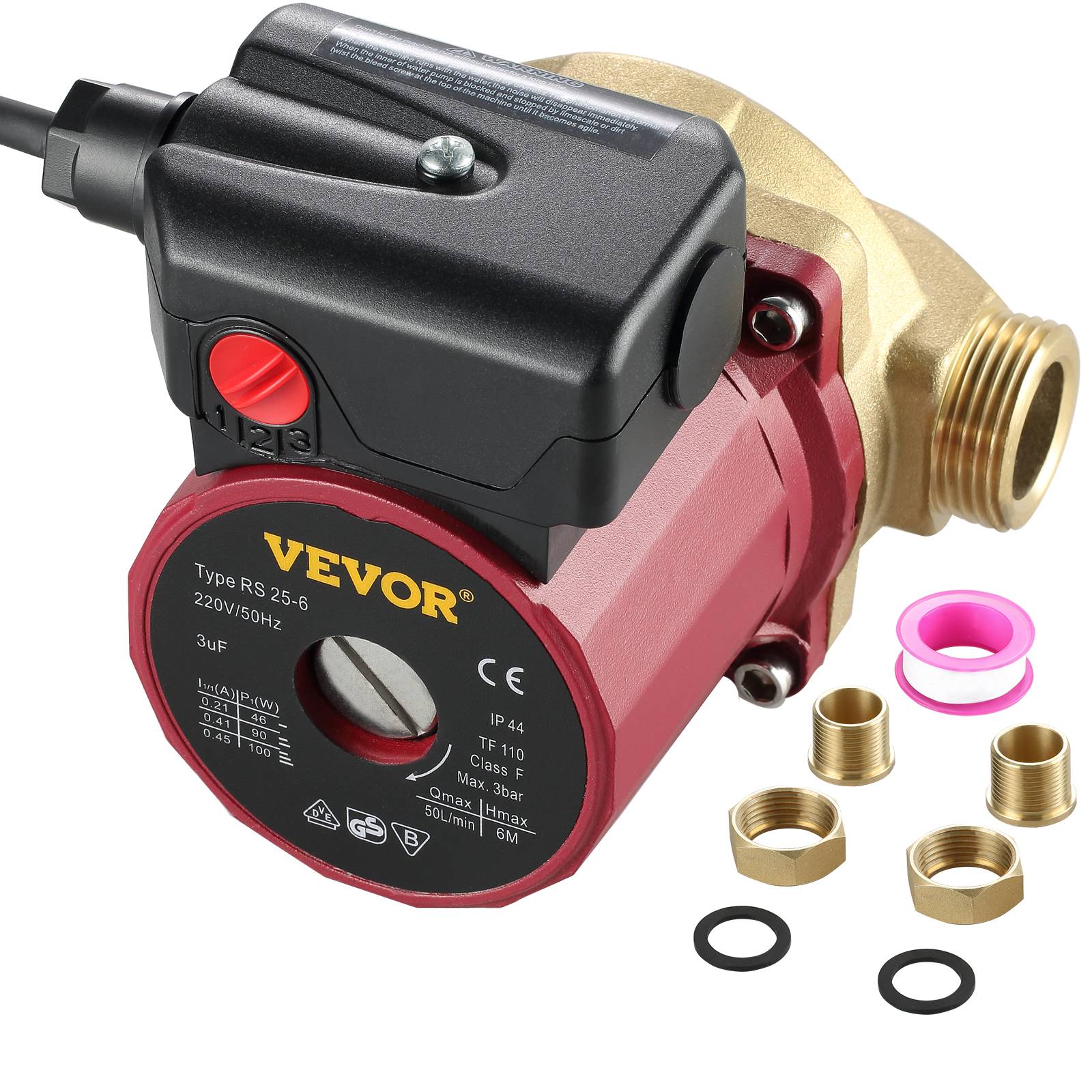 VEVOR Pompe de Surpression Silencieuse, Débit Max 50 L/min, Hauteur 6 m, Boîtier Fonte, Tête Laiton. - Image 1